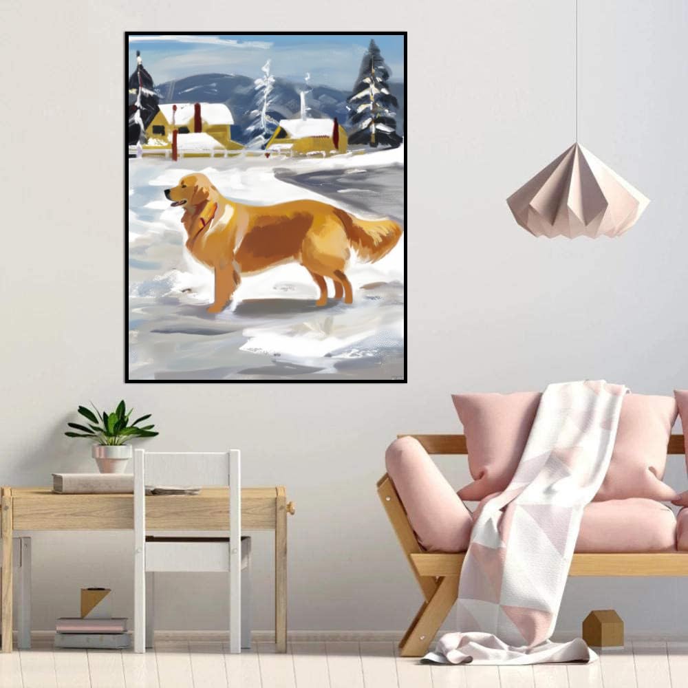 Paint by Numbers for Adults Golden Retriever dogDIY Acrylic Watercolor Oil Painting by Number On Canvas Paint for Home Wall Decor 20x24inch(50x60cm) Frameless