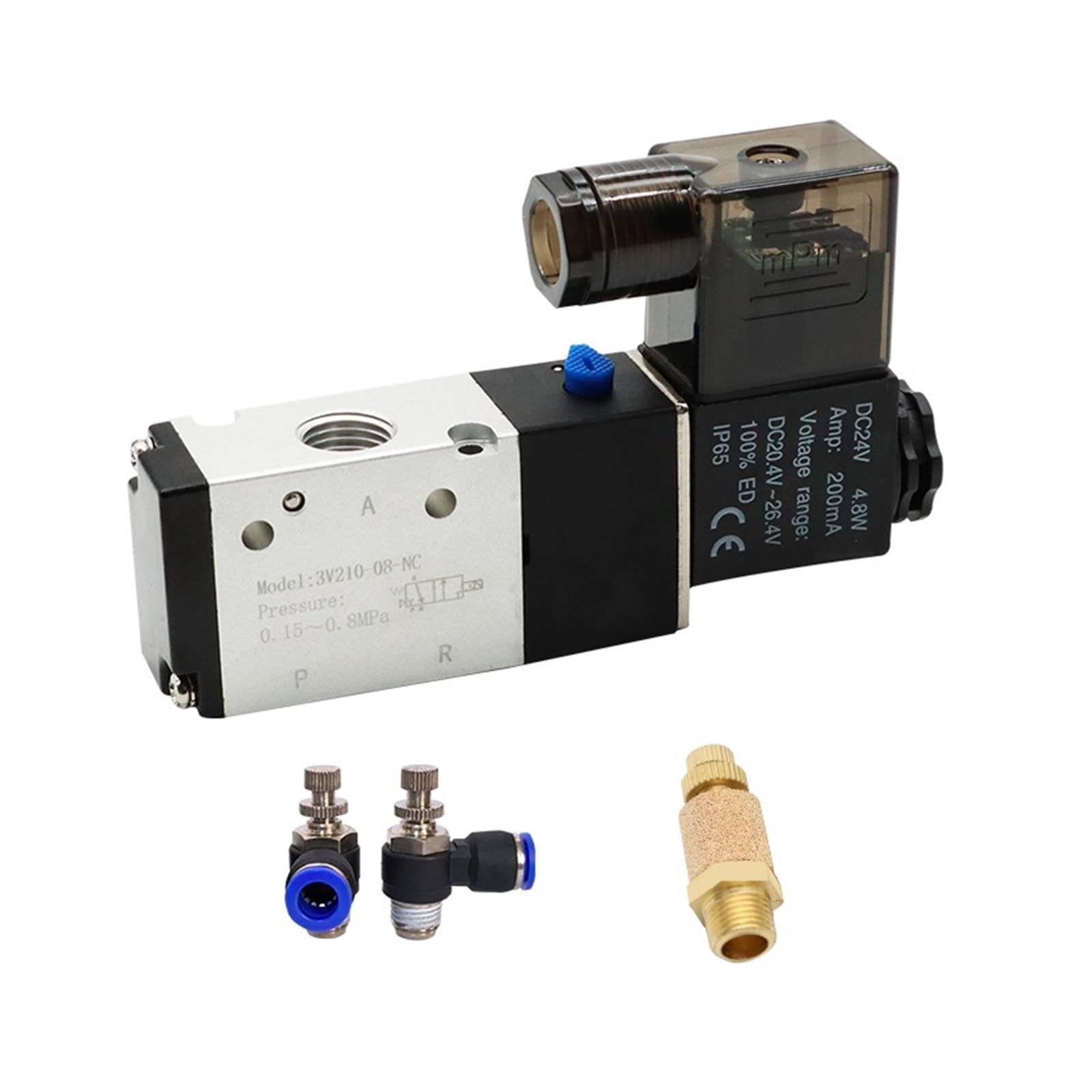 Électrovanne pneumatique 3V210-08 DC24V pour stopper les fuites d'air et gaz de 4mm