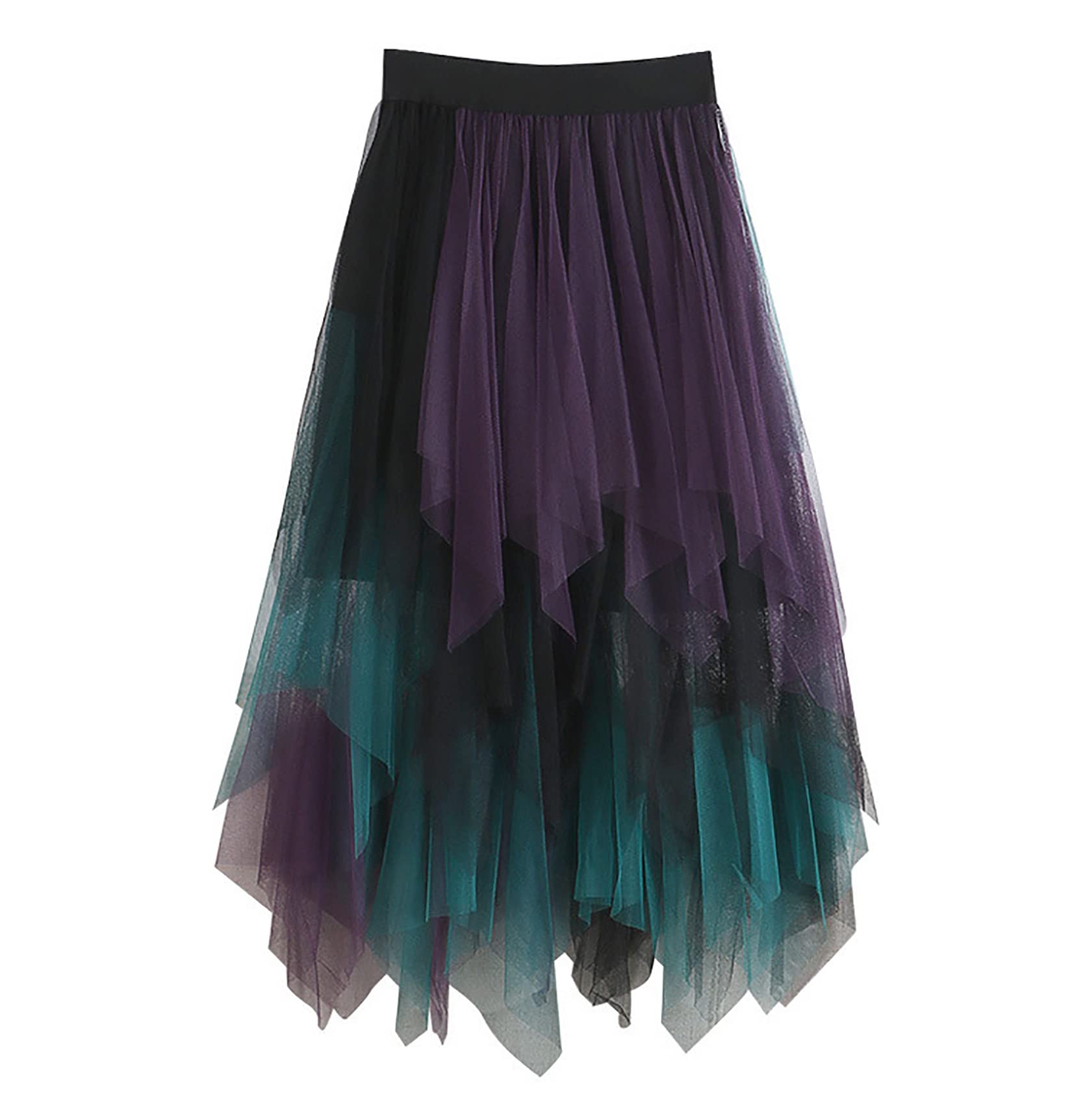 Womens Casual Skirt Elastic High Waist A-line Fairy Skirt Flowy Midi Blow Knee Skirts