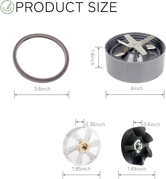 LATERN Replacement Extractor Blade Stainless Steel Blade Base Juicer Accessories Part Fits for 600/900W NutriBullet Blender (with Blade Gear, Base Gear, Silicone Gasket)