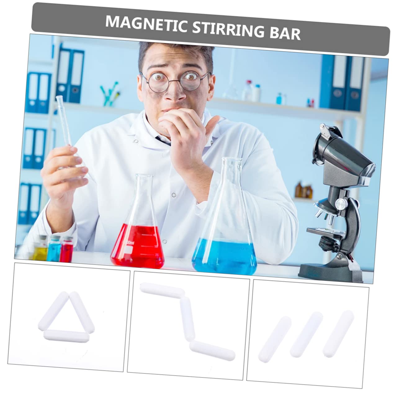 Gatuida 20pièces Barre Agitation Magnétique Ptfe De Tiges Cylindriques Pour Mélangeurs Haute Résistance Chaleur Et Corrosion Idéale Pour Laboratoires Recherche Scientifique