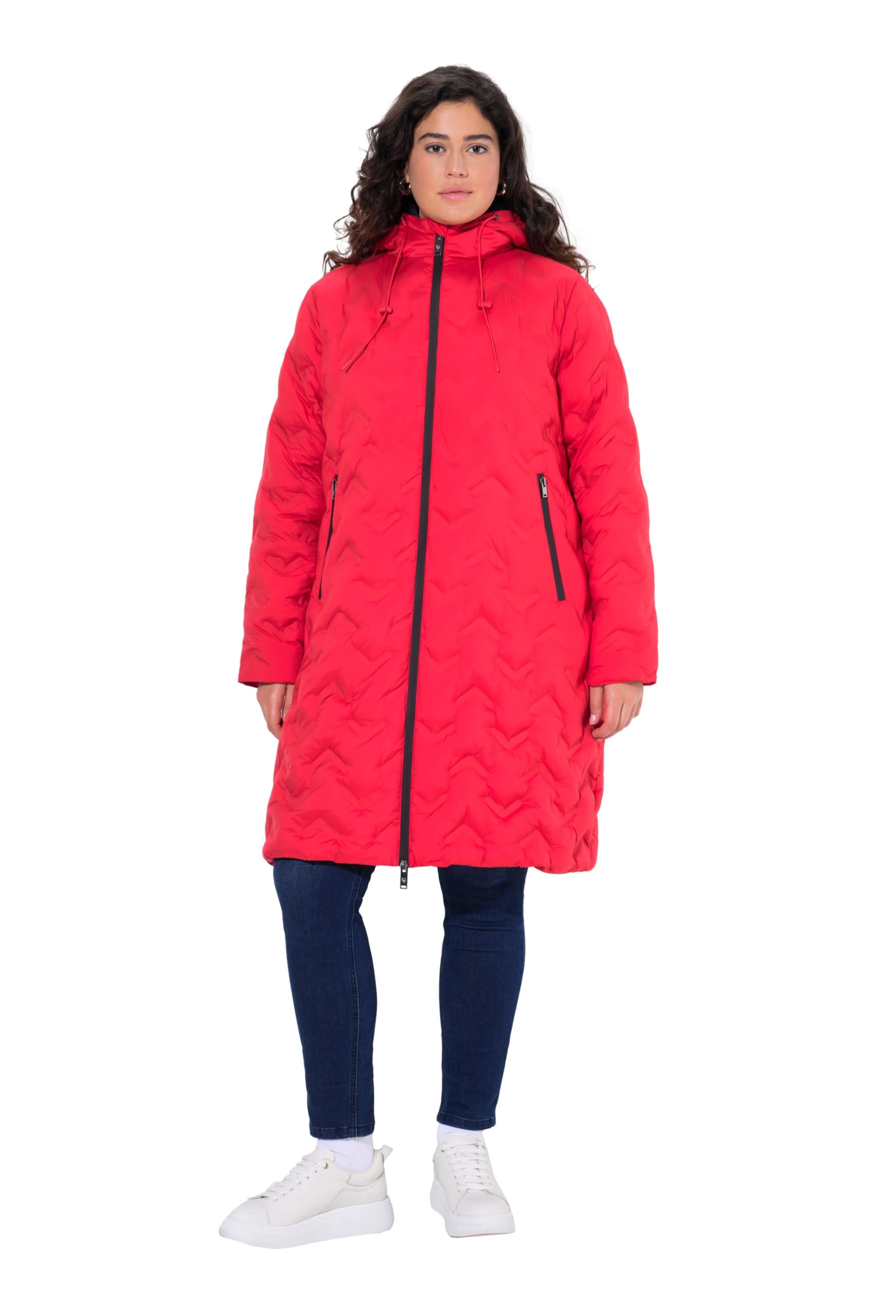 Ulla Popken Damen große Größen Übergrößen Plus Size HYPRAR Steppmantel, wasserabweisend, A-Linie, Kapuze 841372