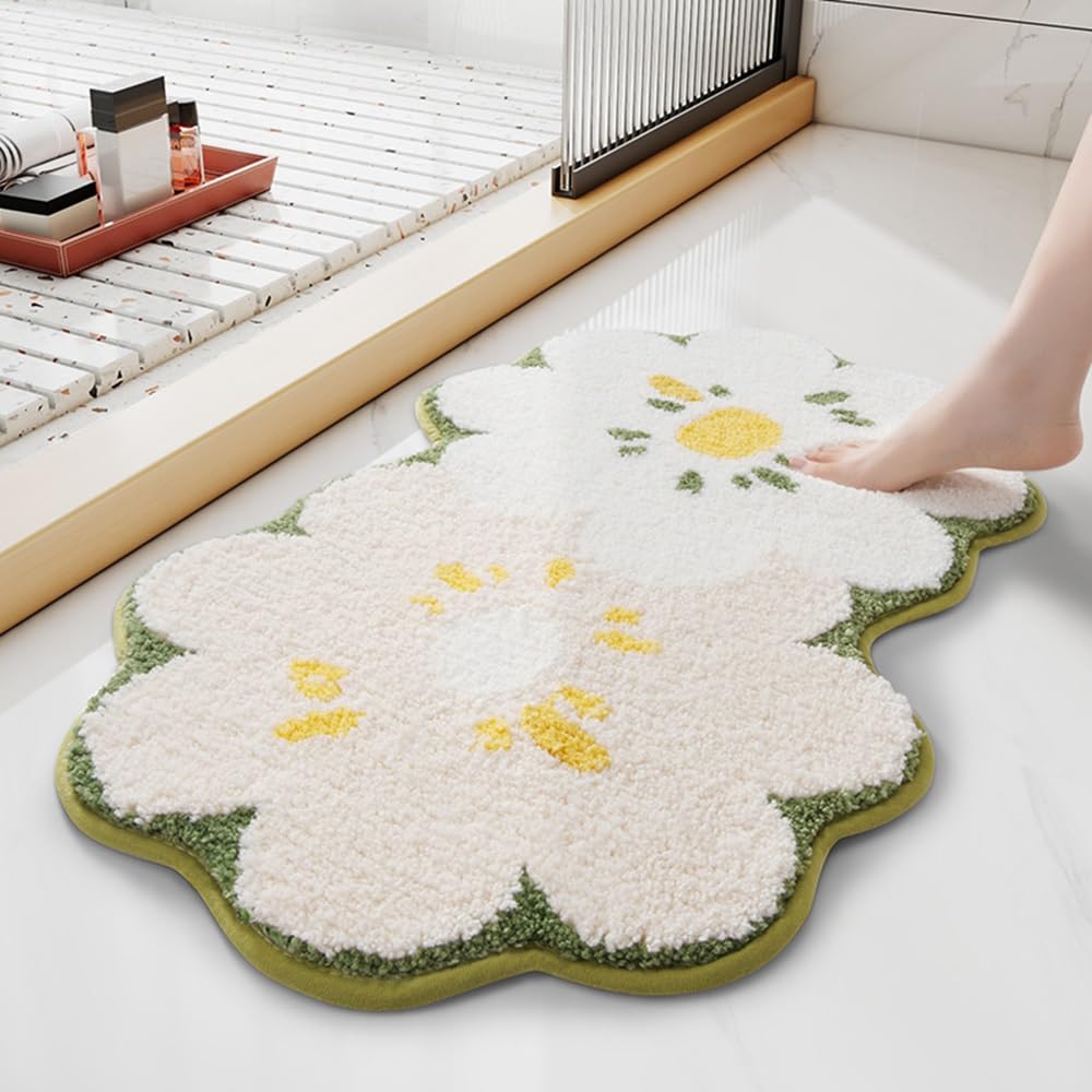 Sotwend Bathroom Rugs Anti-slip Washable Bath Mat For Bathroom Floor Carpet Absorption Of Water .Feel Comfortable And Skin Soft.Fluffy Rebound For A Long Time With No Collapse Care Of Your Feet Green.