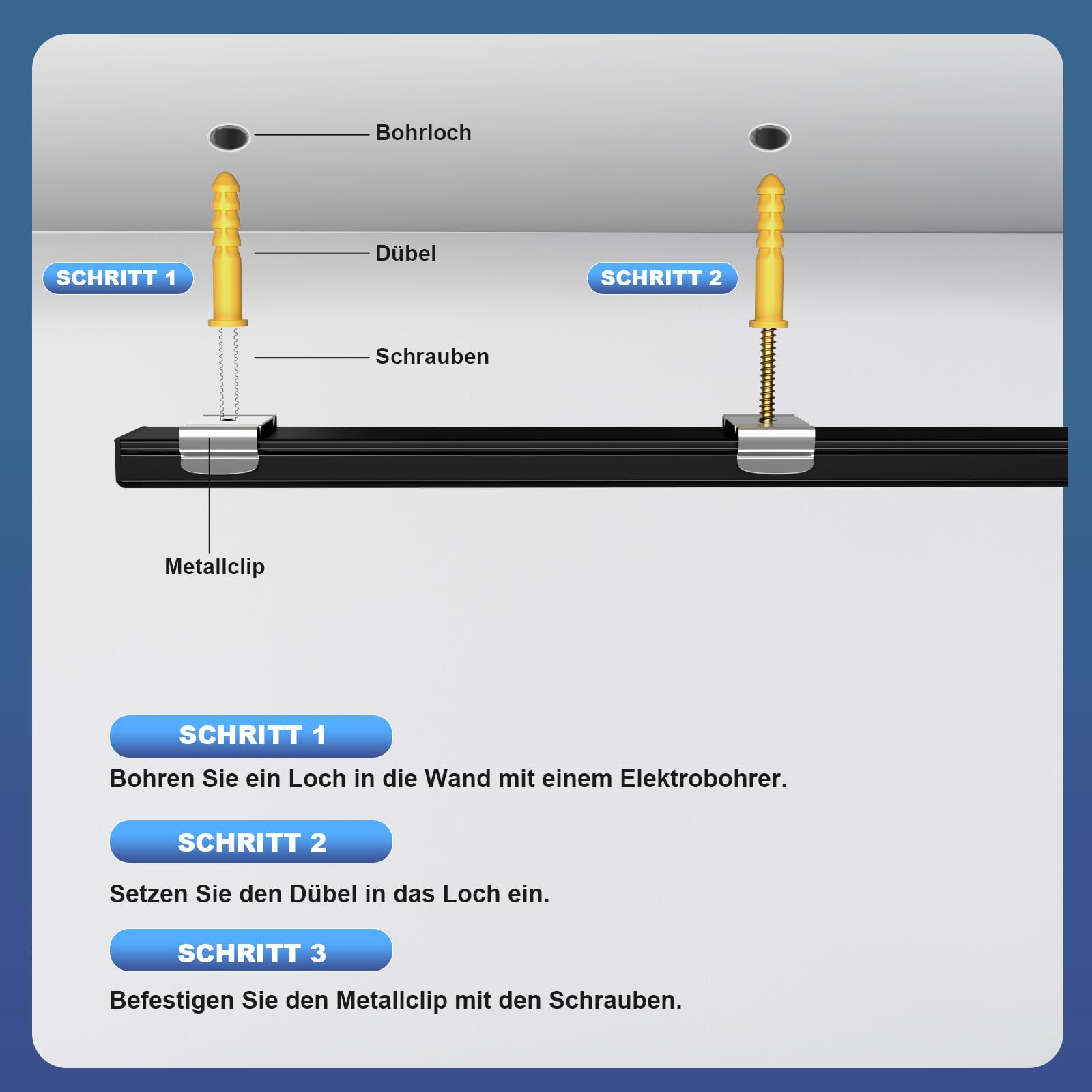 LED Aluminium Profil 12 x 1m Schwarz Abdeckung Endkappen Montageklammer für LED-Streifen