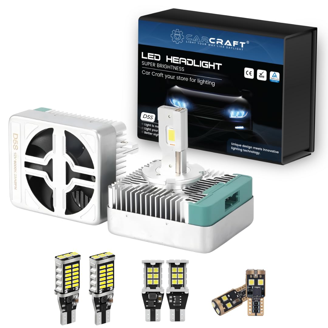 MK1 CAR CRAFT D5S LED Headlight Bulbs, 130W 30000 Lumens, Ultra High Power, 800% Very Super Bright LED Headlights Conversion Kit 6000K Cool White IP68 Waterproof Quick Installation
