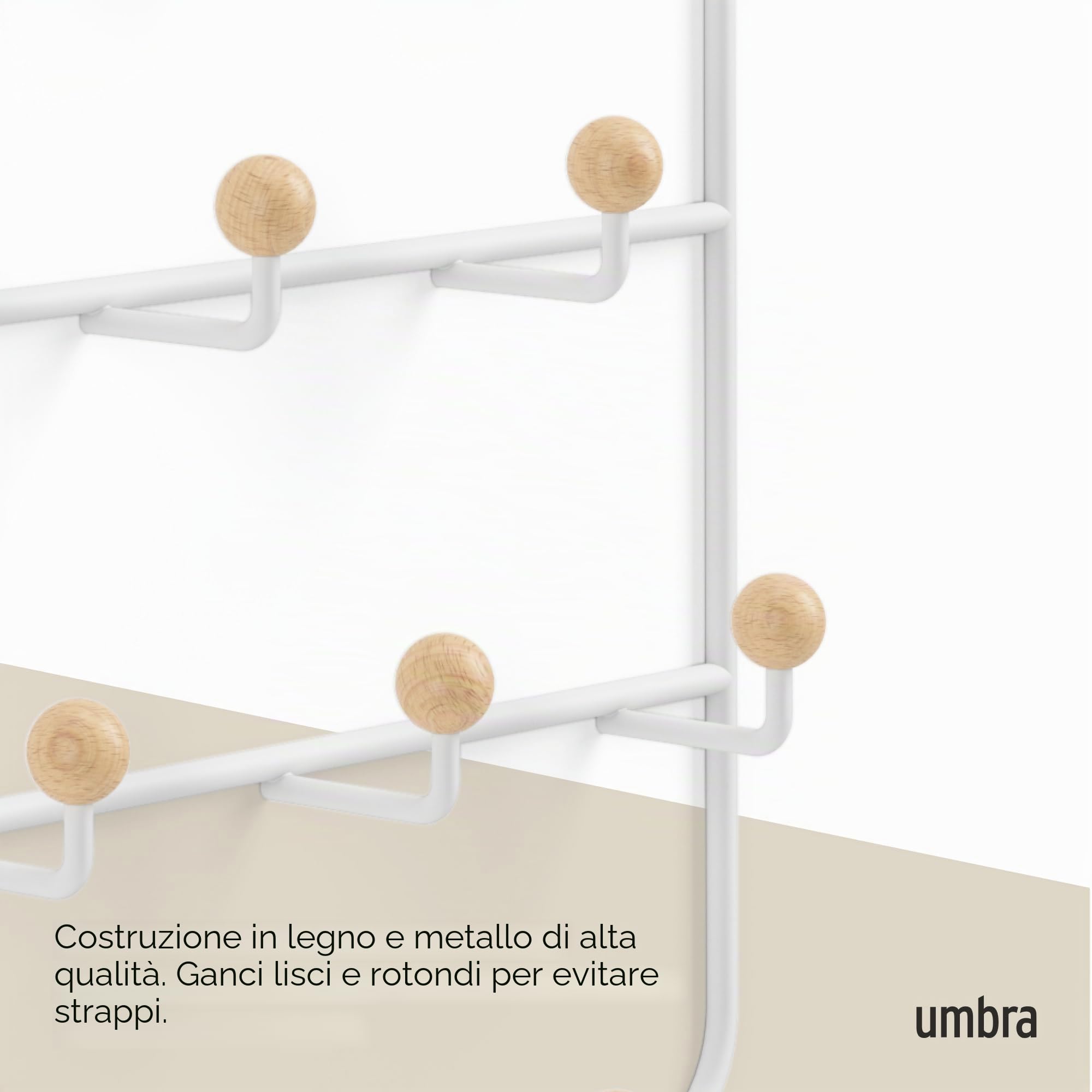 Umbra Estique Appendiabiti da porta multifunzione con 14 ganci, senza forare la porta, multi-organizer, appendiabiti da parete, bianco