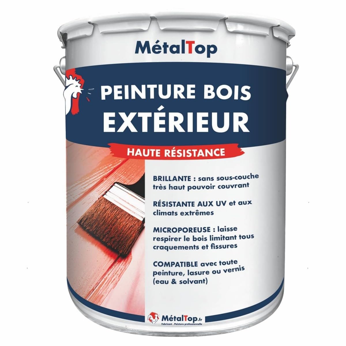 Metaltop - Peinture Bois Exterieur - Noir signalisation - RAL 9017-1 L - Finition brillante, haute résistance UV et intempéries, application facile