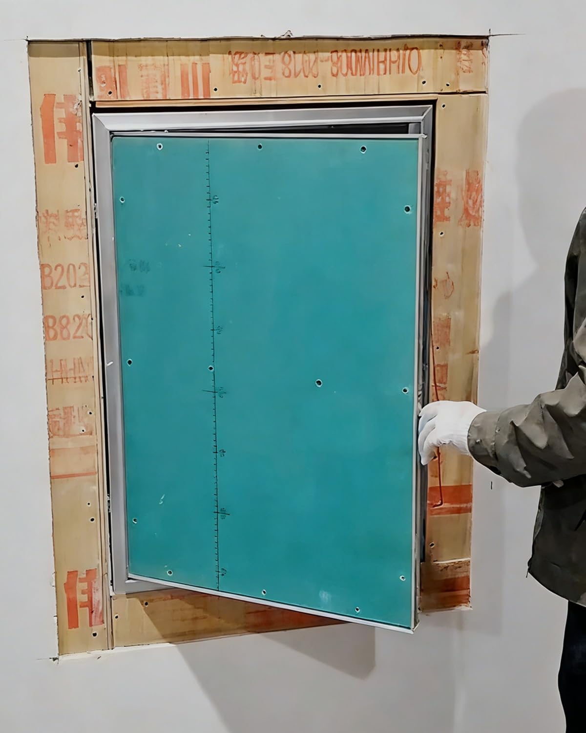 Drzwi wejściowe z płyt gipsowo-kartonowych, aluminiowa rama, osłona panelu płyty gipsowo-kartonowej, do instalacji wodno-kanalizacyjnych i elektrycznych, do malowania drzwi wejściowych do płyt