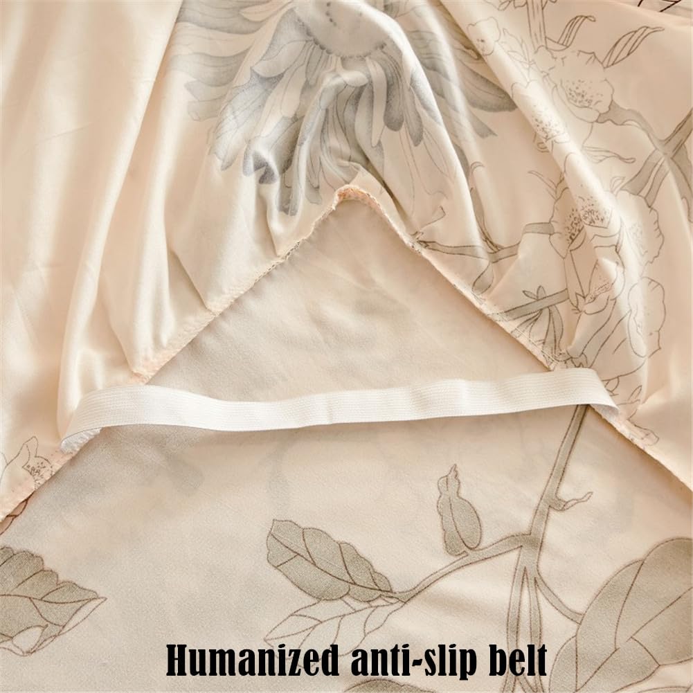 Morbuy 3 Pezzi Set Gonna da Letto per Singolo Matrimoniale e Una Piazza e Mezza Elasticizzata Copriletto con Volant Coprirete per Letto Lenzuola con 2 Federe (180x200cm,Stile 6)