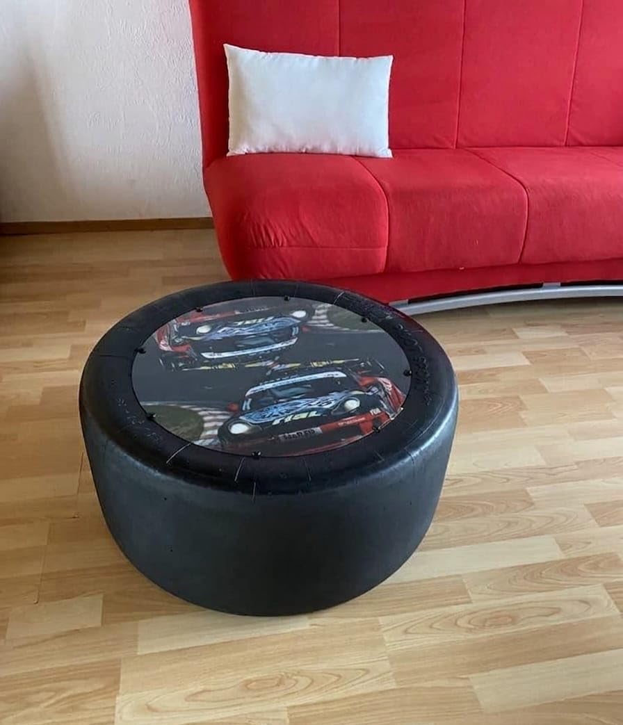 Beistelltisch aus Racing Slick/Rennreifen org. aus der Tourenwagenmeisterschaft, GT Masters