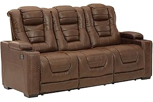 Signature Design by Ashley Owner's Box Faux Leather Power Reclining Sofa