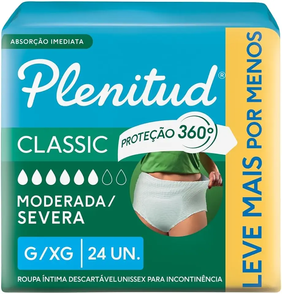 Plenitud Roupa Íntima Classic para Incontinência G/XG-24 un