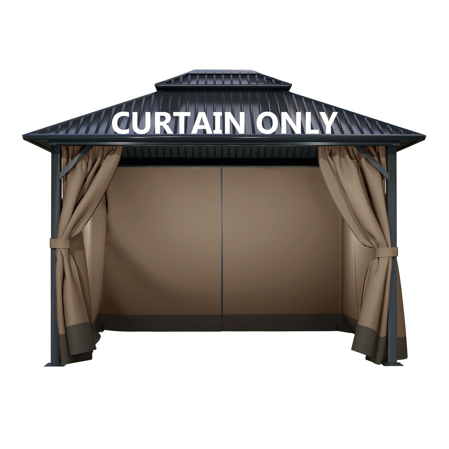 COWVIE Gazebo Curtain Replacement Universal 4-Panel Sidewalls 10' x 13', Patio Gazebo Privacy Curtains with Double Zipper, Replacement for Patio, Outdoor Canopy, Garden and Backyard (Curtain Only)