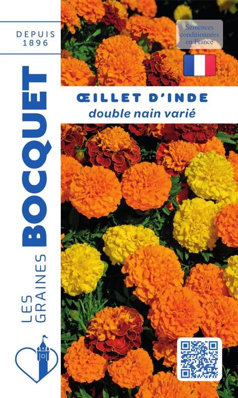 Sachet de graines de Oeillet d'Inde double nain varié - 1,2 g - fleur annuelle - LES GRAINES BOCQUET