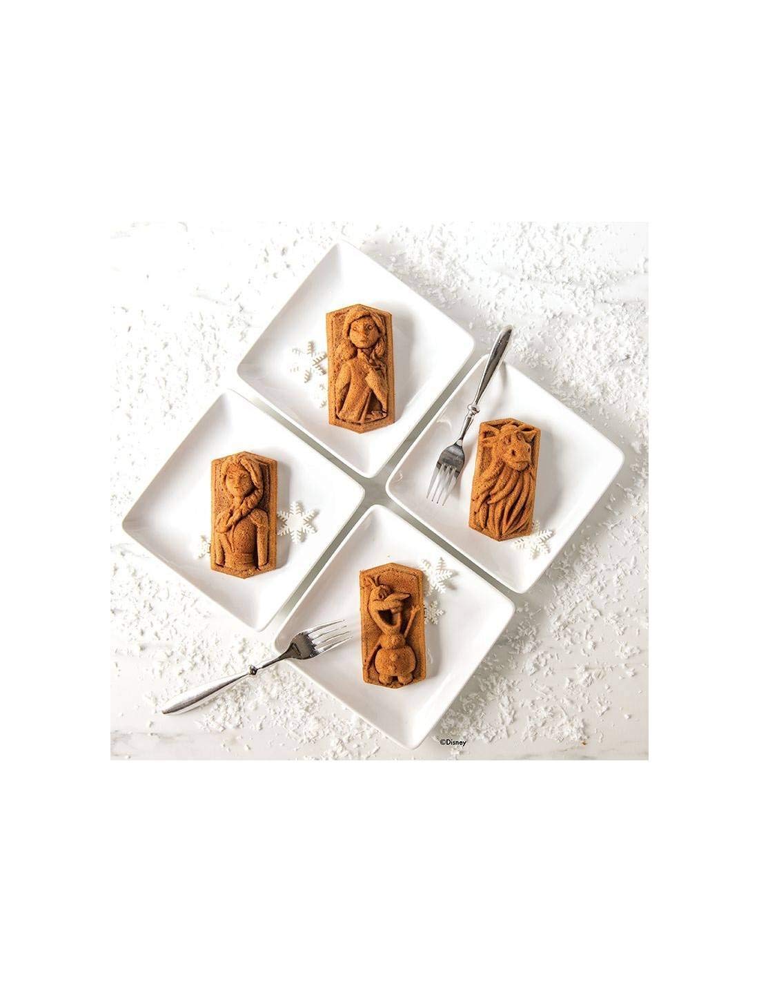 Nordic Ware Backform, Kuchenform, Disney Frozen, gold, 4 verschiedene Charaktere, Aluminium, Antihaft, NW 94378