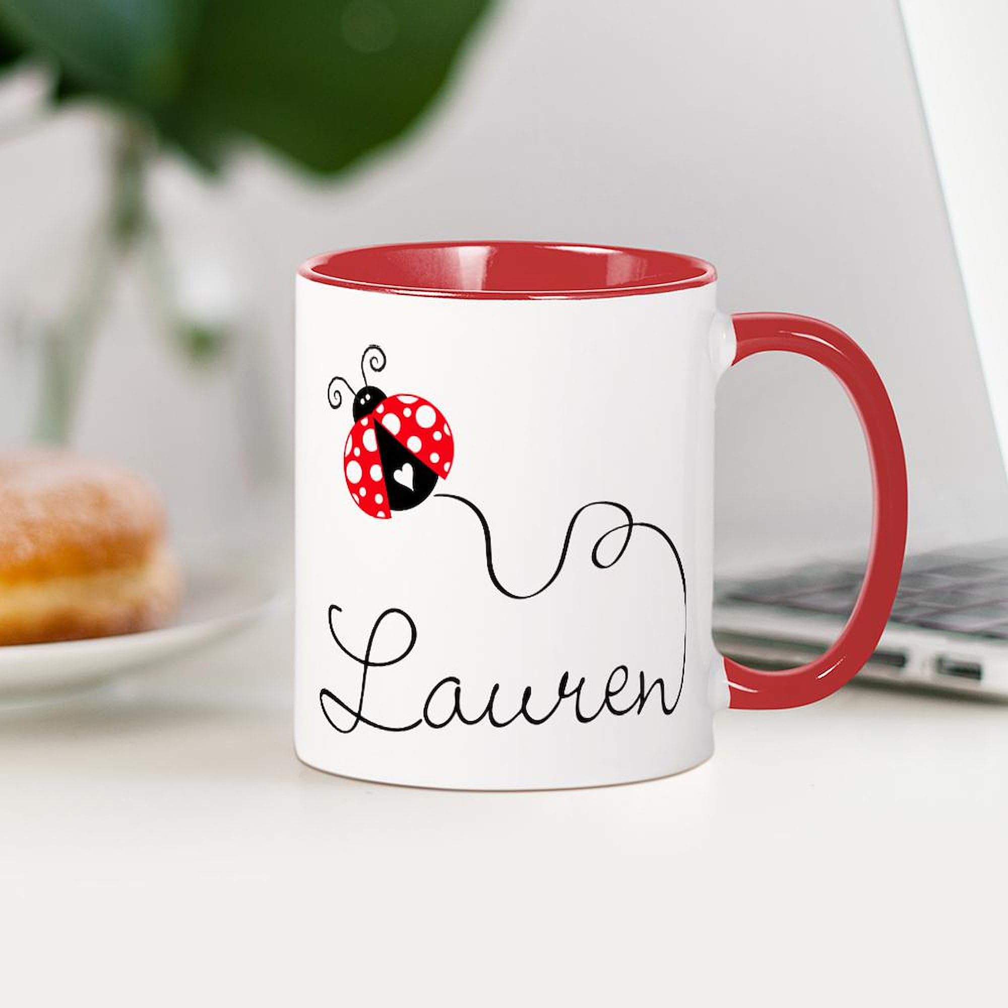 Amazon.com | CafePress Ladybug Lauren Mugs 11 oz (325 ml) Ceramic Coffee Mug:  Coffee Cups & Mugs