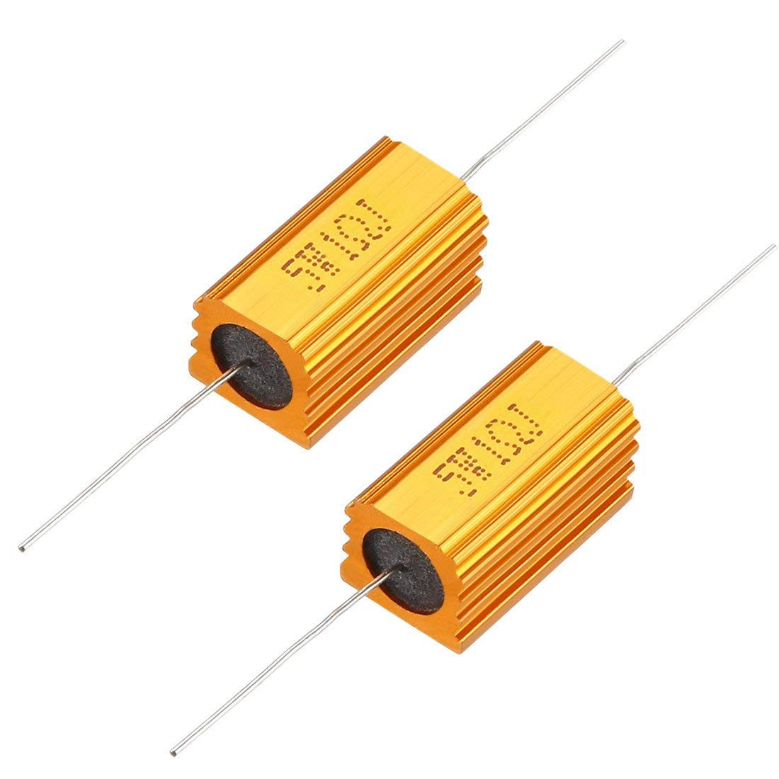 2 Resistori In Alluminio 10W 5 Ohm 5% Bobinati – Per Convertitori LED E Circuiti AC/DC, Asta Con Foro 1,8mm