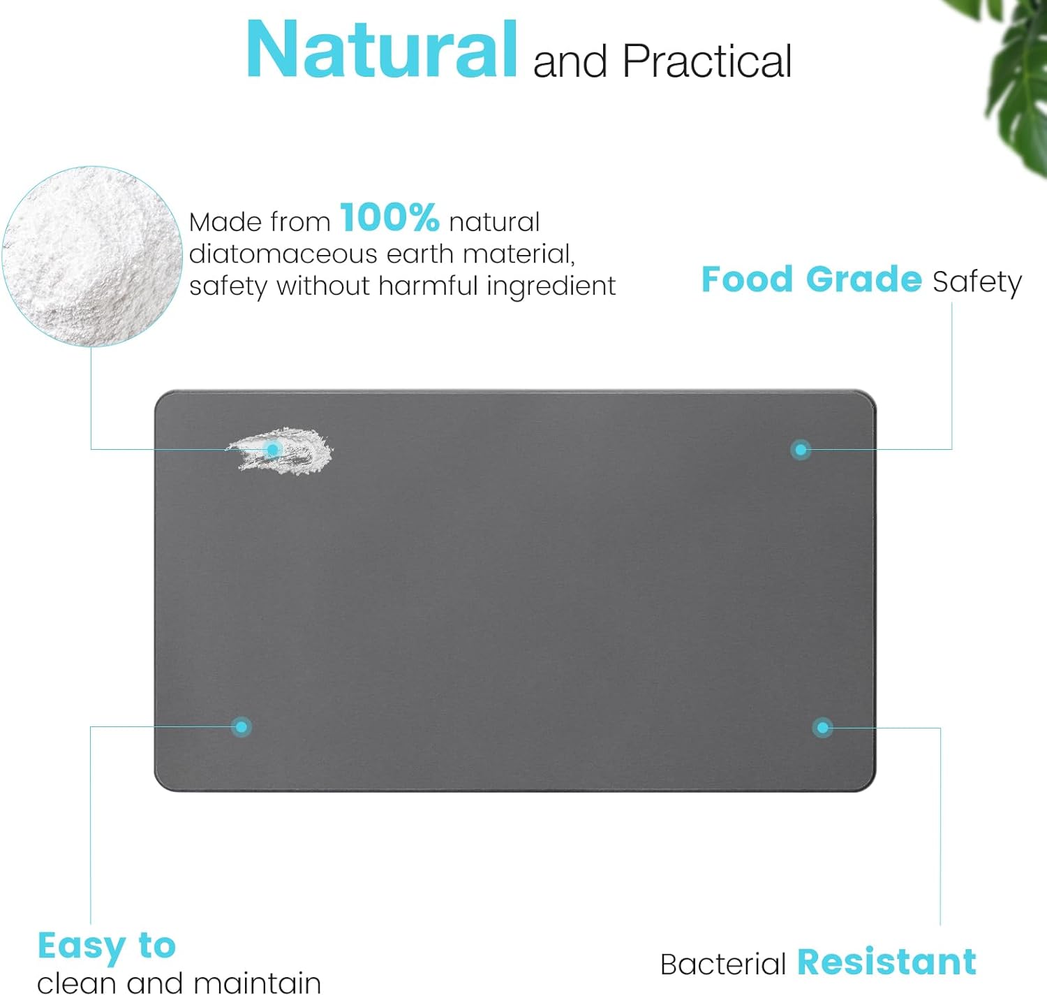 Large Diatomite Stone Bath Mat, Premium Non-Slip Natural Diatomaceous Earth Bathtub Quick Drying Mats for Bathroom Floor (30" x 17" Dark Gray) - Image 5