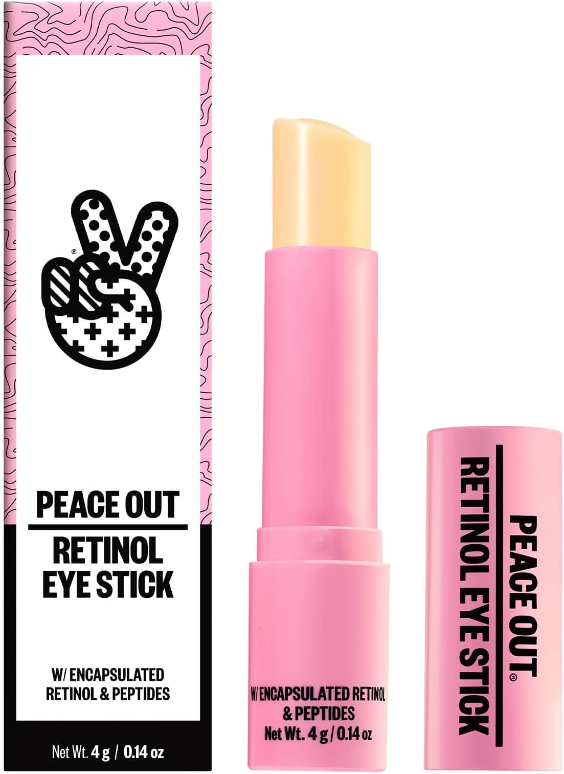PEACE OUT Retinol Eye Stick, Under Eye Treatment for Hydration, Fine Lines & Wrinkles, with Encapsulated Retinol, Peptides & Squalane for Smoother Looking Under Eyes, 0.14 oz