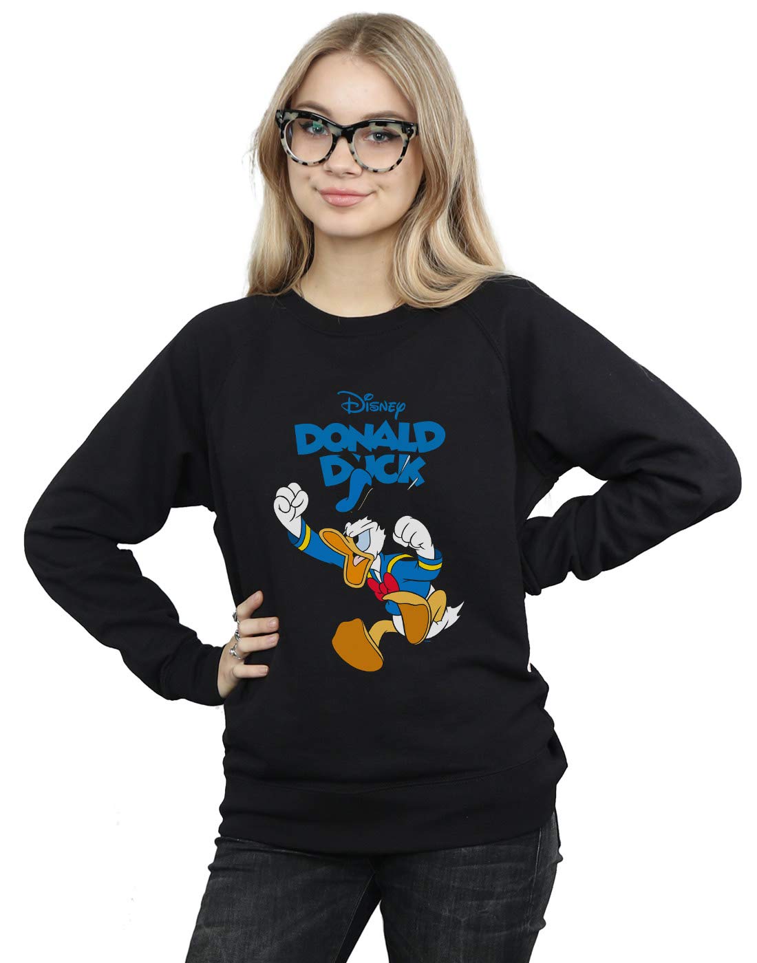 Absolute Cult Women's Black Disney Donald Duck Furious Donald Sweatshirt Large