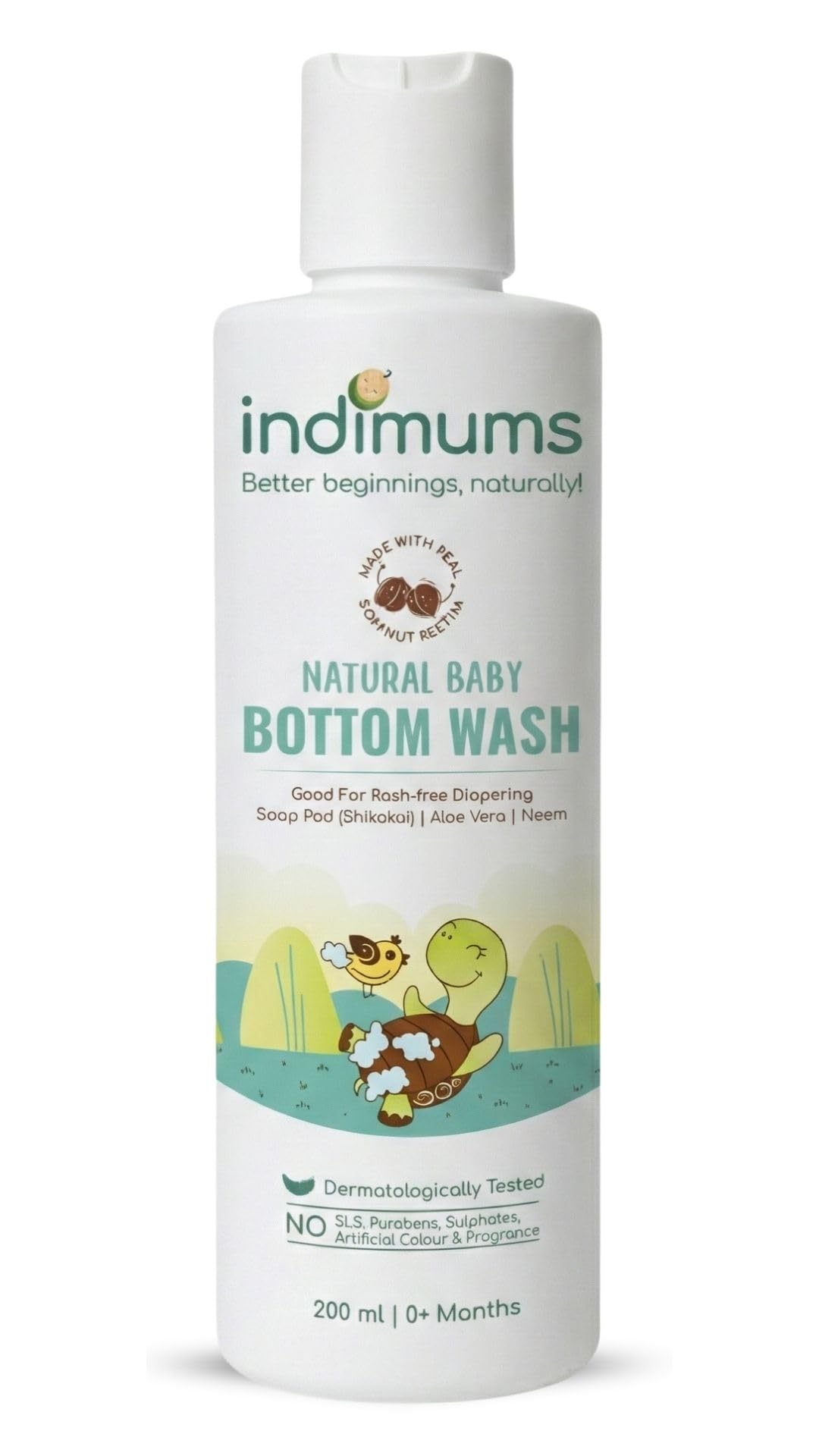 The Indi Mums Natural Baby Bottom Wash | Chemical Free Solution Cleans Diaper Area | Prevents Rash | Alternative to Baby Wipes | Soapnut, Aloe Vera, Shikakai & Neem | 200 ML-picture-25