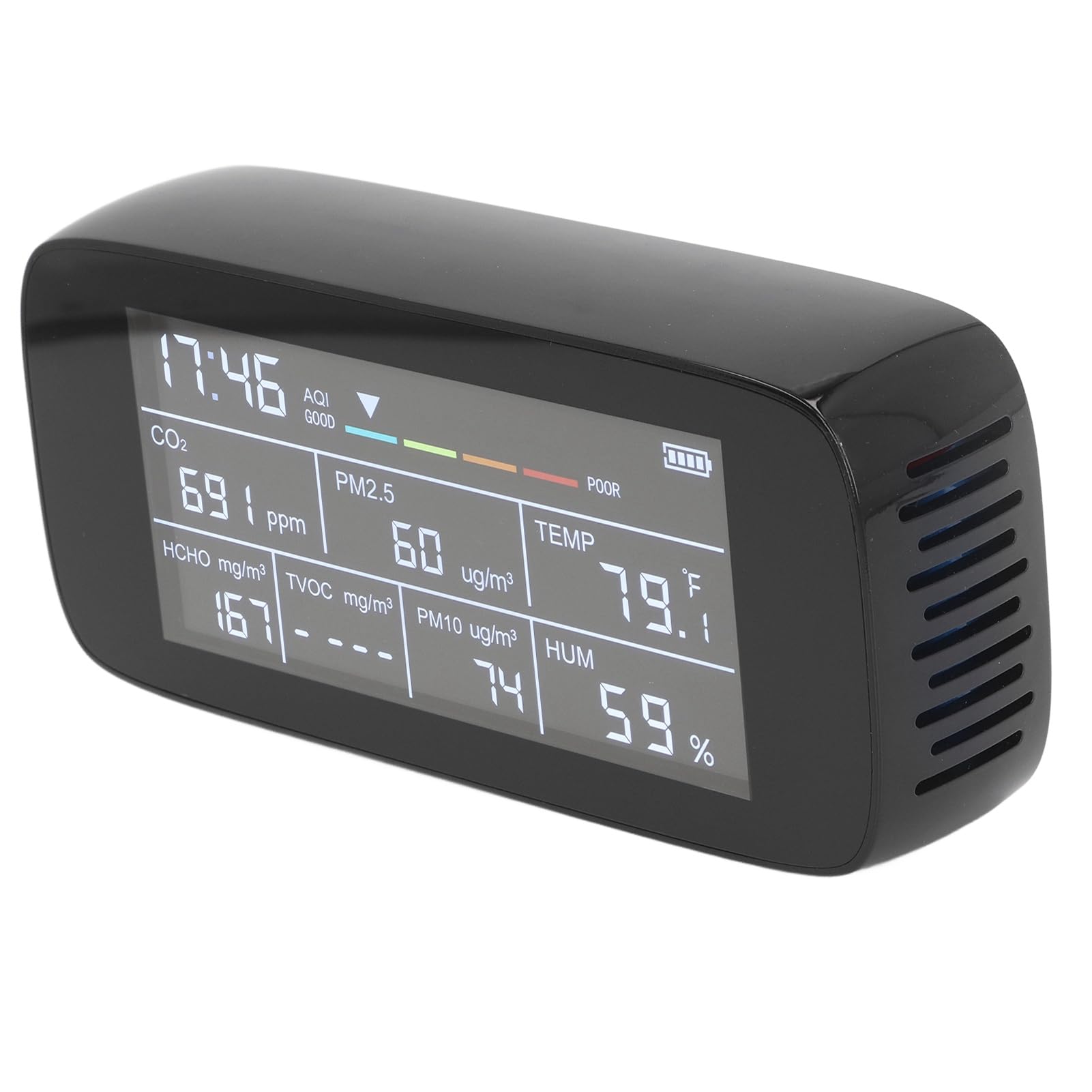 Detektor PM2.5 PM10, Monitor Jakości Powietrza w Pomieszczeniach PM2.5 PM10 CO2 TVOC Temperatura Wilgotność Wyświetlacz LCD Wielofunkcyjne Mierniki Jakości Powietrza w