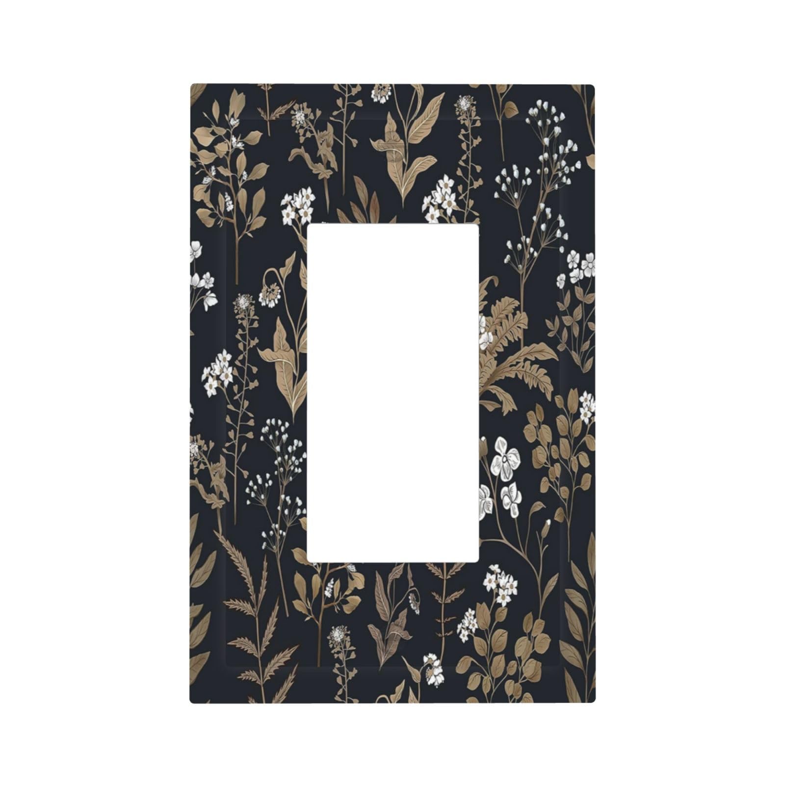 Decorative Outlet Covers Vintage Floral Wildflowers Plant 1 Gang Single Rocker Light Switch Cover Plate Wall Plates GFCI Faceplate for Bathroom Home
