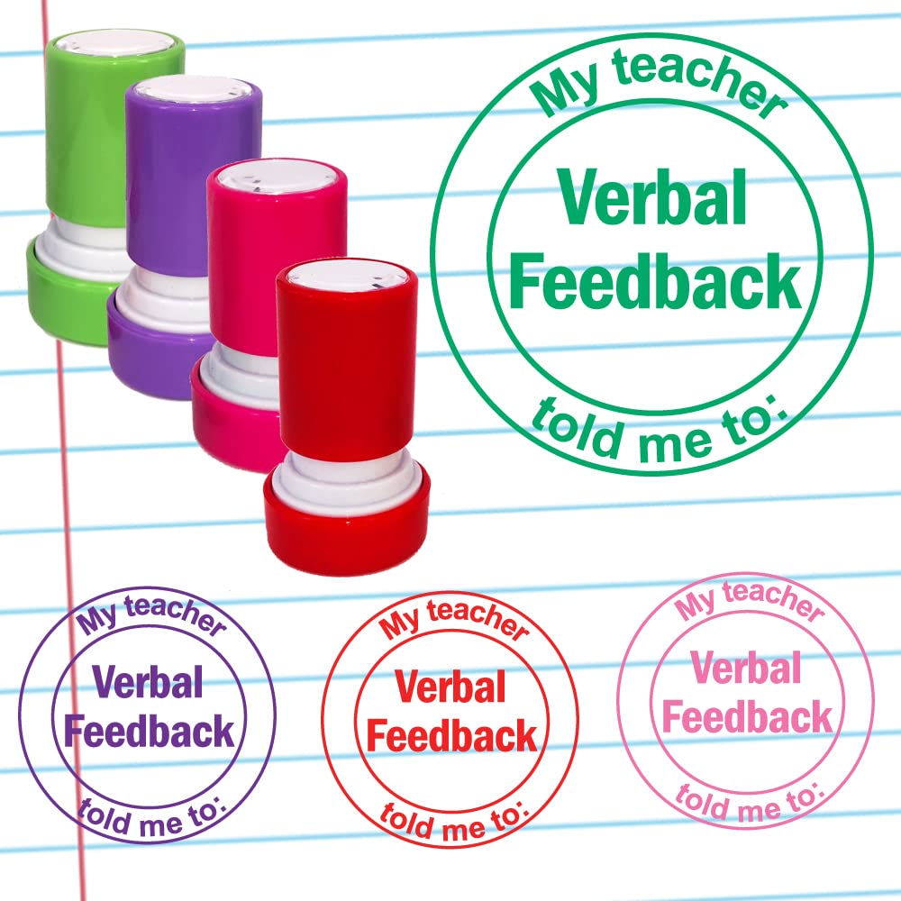 Verbal Feedback - My Teacher Told me to: Teacher Stamp. Self-Inking, 22mm, Reinkable, Quality Stamper for Recording Feedback and Response. Pink Ink*