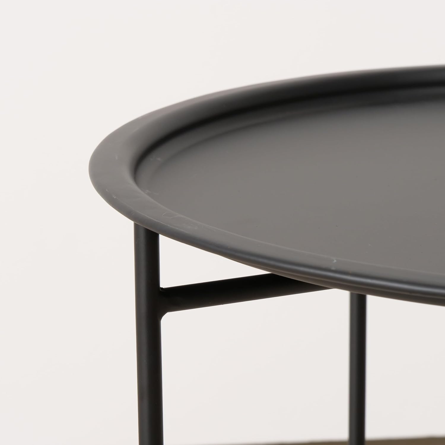 Modernist Home End Table, Removable Tray, Metal, Black, Round, Accent Coffee Side, Anti-Rust and Waterproof, Outdoor, Indoor, Patio, Modern Sofa, 18 Inches
