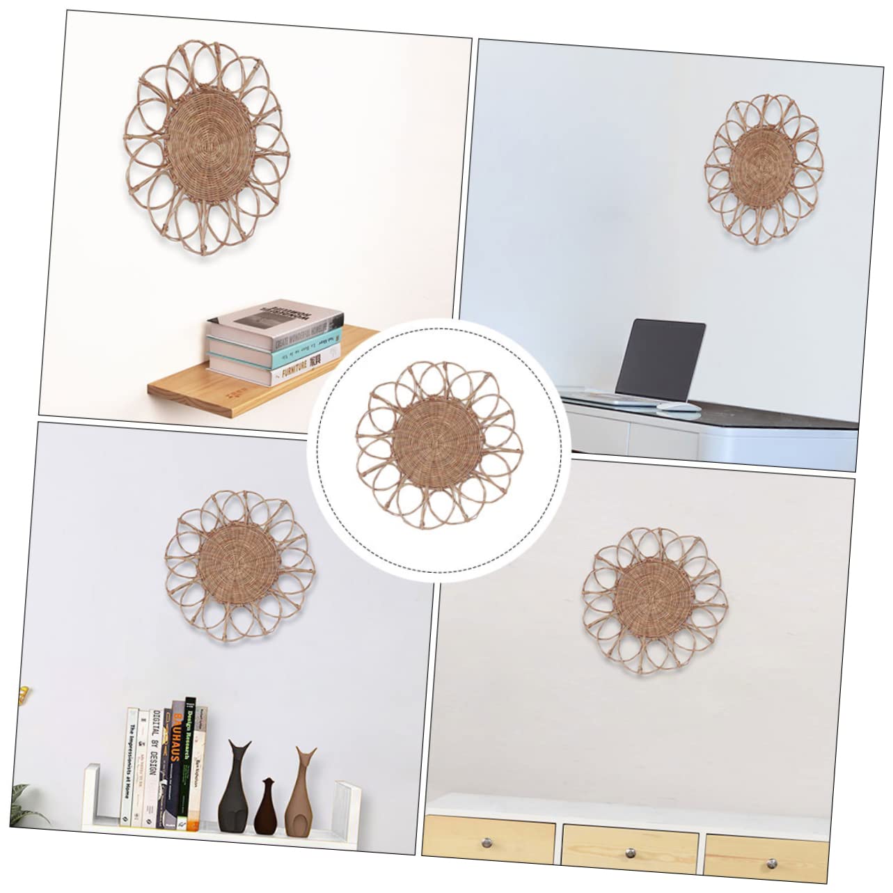 Angoily 1 Pc Colgante De Ratán Decoraciones Para Salas De Casa Departamento Decoración Colgante De Pared De Ratán Platos De Mimbre Oficina Rota Cesta Para Colgar En La Pared Bohemia
