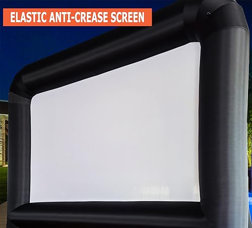 Miniatura 3 de HuaKastro Pantalla de proyector de 14 pies y casa inflable de rebote de 16 x 7.2 pies con 2 toboganes de carreras y juego combinado de pared de