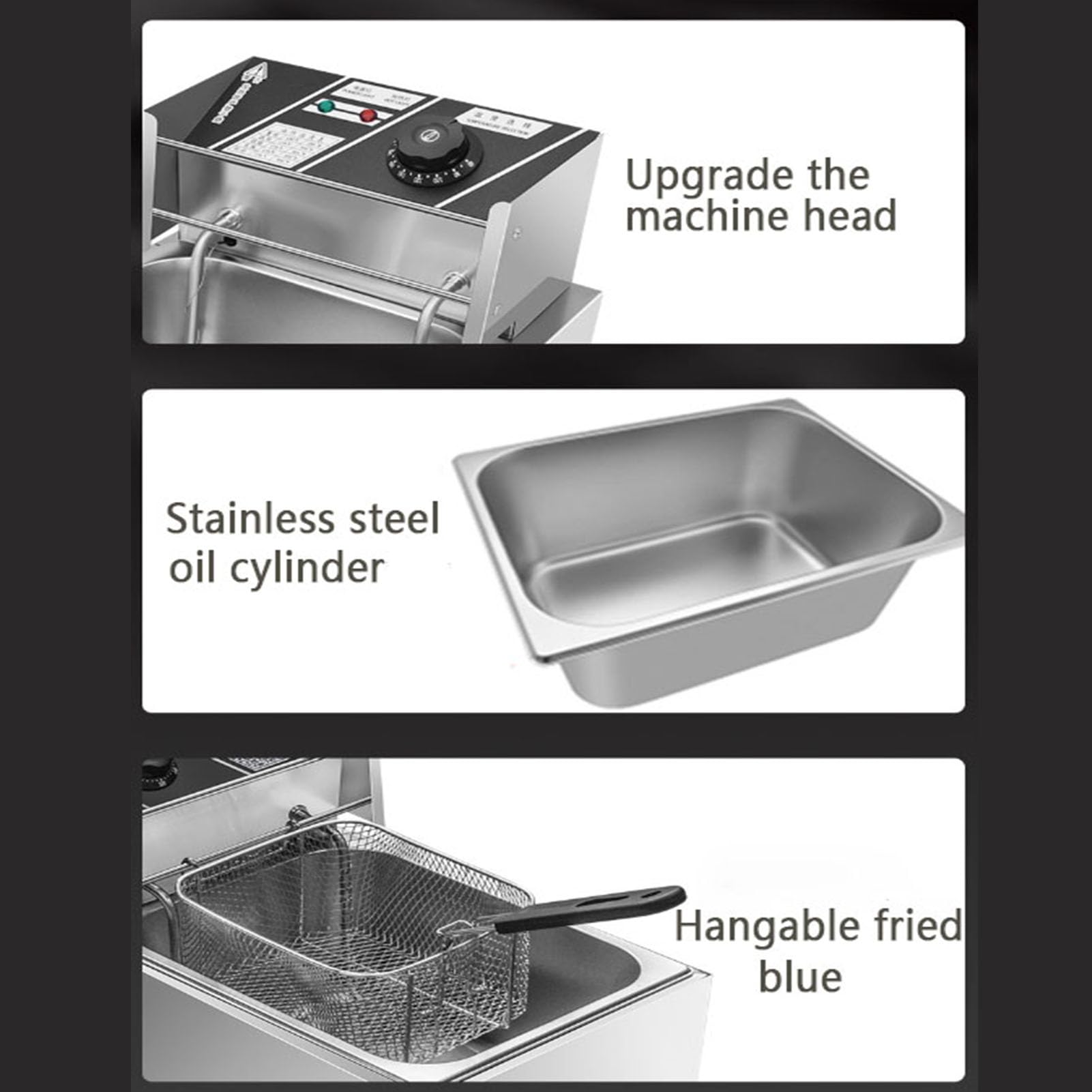 Friggitrice elettrica a Doppia Vasca in Acciaio Inox Friggitrice Commerciale, capacità 2 cestelli 10L X 2 Friggitrice elettrica da banco per Uso Domestico e per ristoranti