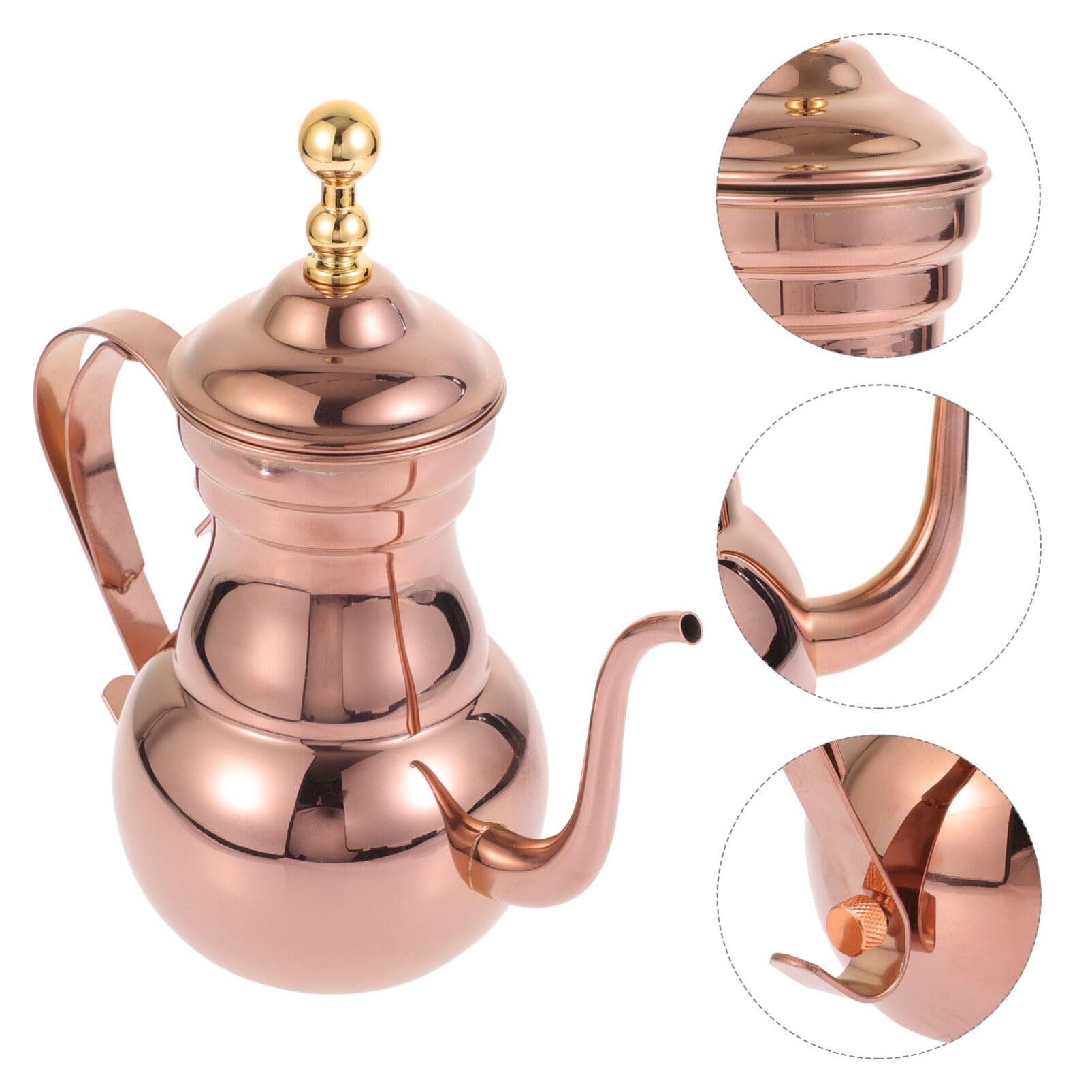 OSALADI Théière en acier inoxydable avec passoire 700 ml Style oriental Bouilloire à café Long bec étroit pour thé Maison Bureau Gastronomie