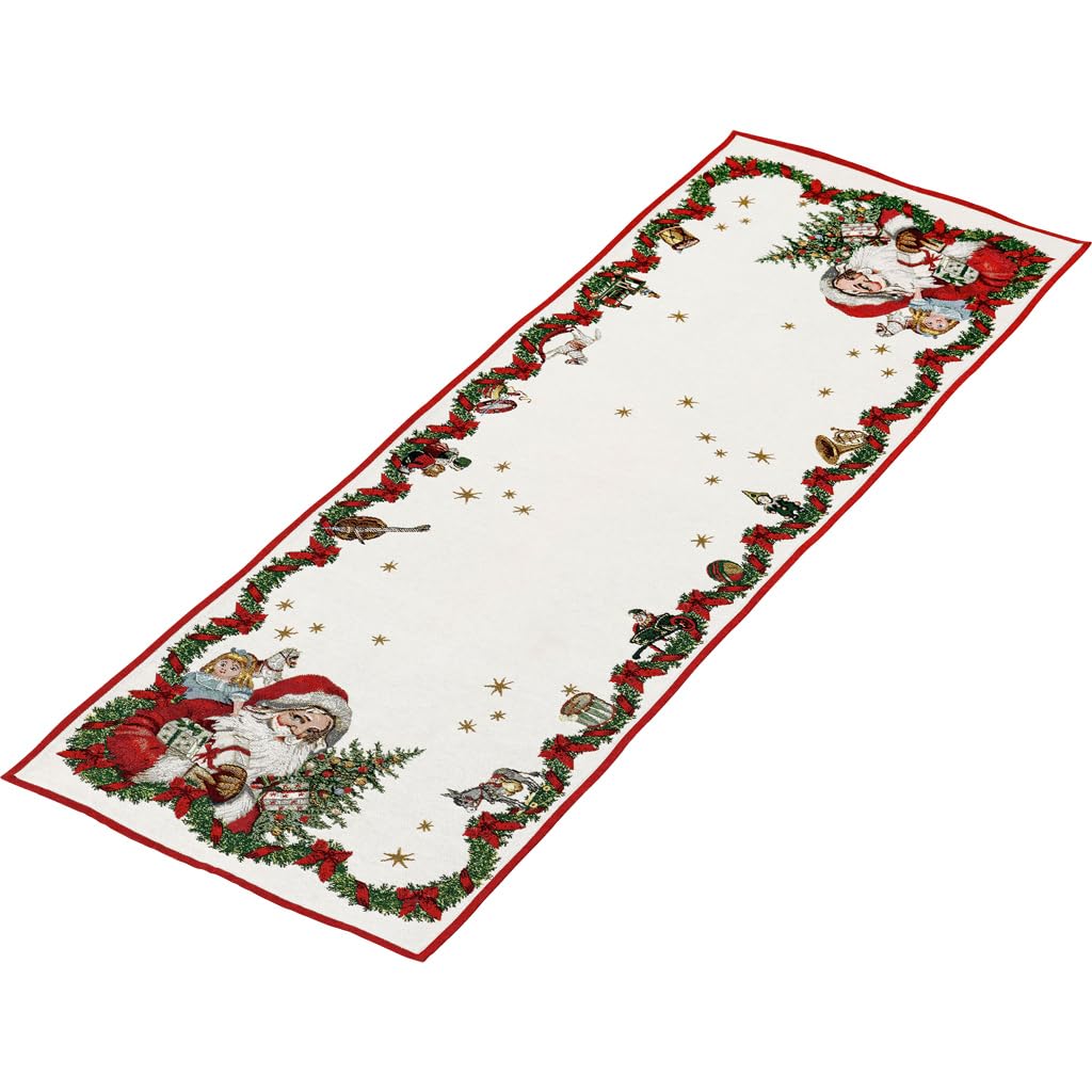 Villeroy & Boch, Toy's Fantasy tapestry runner XL, 49 x 143 cm, cotton and polyester table runner with festive Santa pattern
