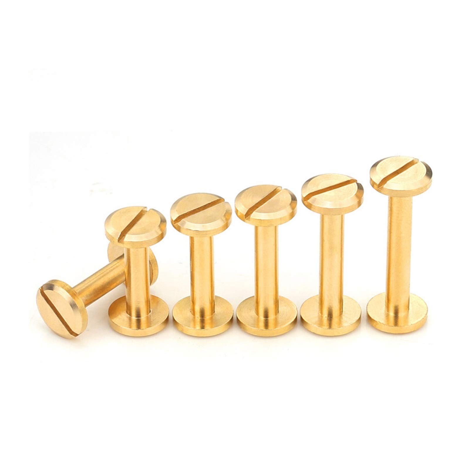 5 Set Solid Brass Screws Binding Nail DIY Double Flat Stud Rivets for Photo Album Leather Craft Studs Belt Wallet Fasteners YUAN CHUANG (Color : M4x5mm 5 Set)