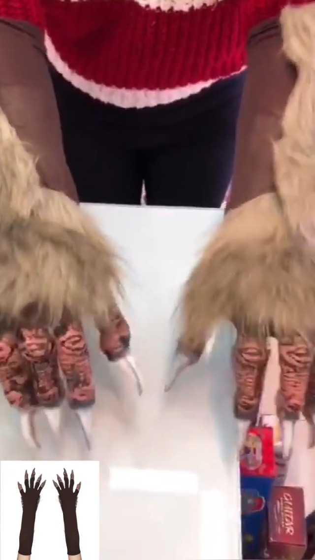 COLLBATH 1 Paar Haarige Tierhandschuhe Mit Klauen Und Pfoten Für