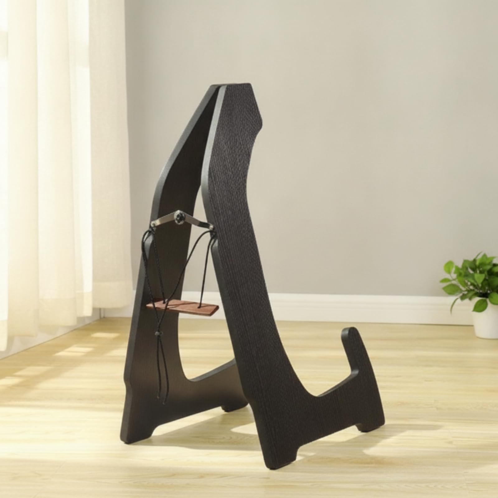 Soporte Guzheng Vertical para Zither Expositor Base de Madera Multiusos Resistente con Correa de Integrada Estructura Estable Adecuado para Músicos y Salas de Ensayo , Negro