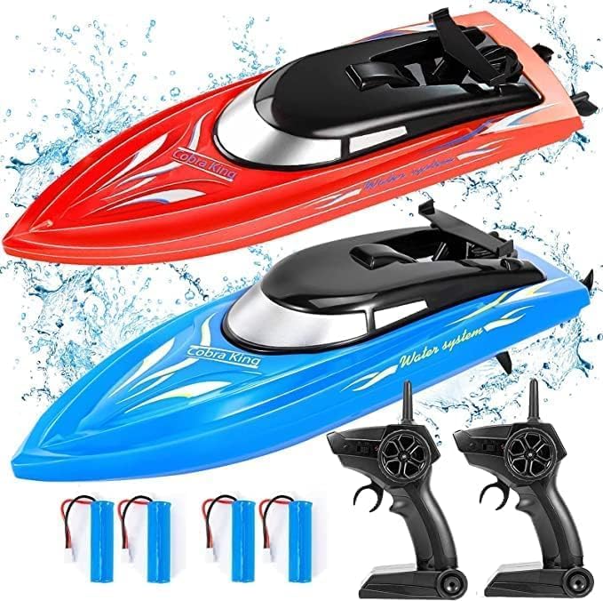 Aptliton 2-Pack Fast Self-Righting RC Boat, 20Mins Runtime 40-50m Range Claw-Streak Paint for Pool Lake Summer Toy Blue And Red - Image 2