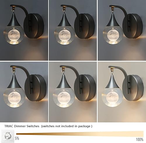 Miniatura 5 de Aplique de pared moderno, apliques de pared LED regulables de 5 W, luz de pared de cristal de luna para dormitorio, mesita de noche, baño, sala de