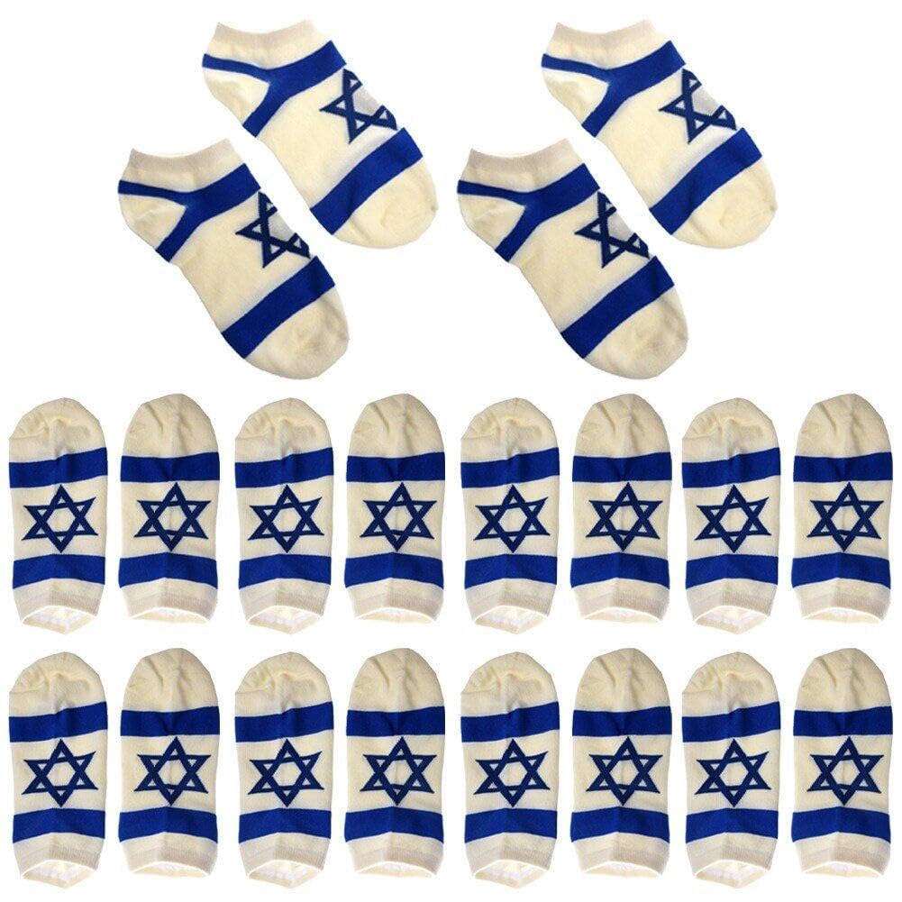 Wudaizhi No Show Trainer Socks for Womens Men 10 Pairs Israel Flag Pattern Low Cut Ankle Socks Sneaker Invisible Footies Loafers Casual Boat Shoes