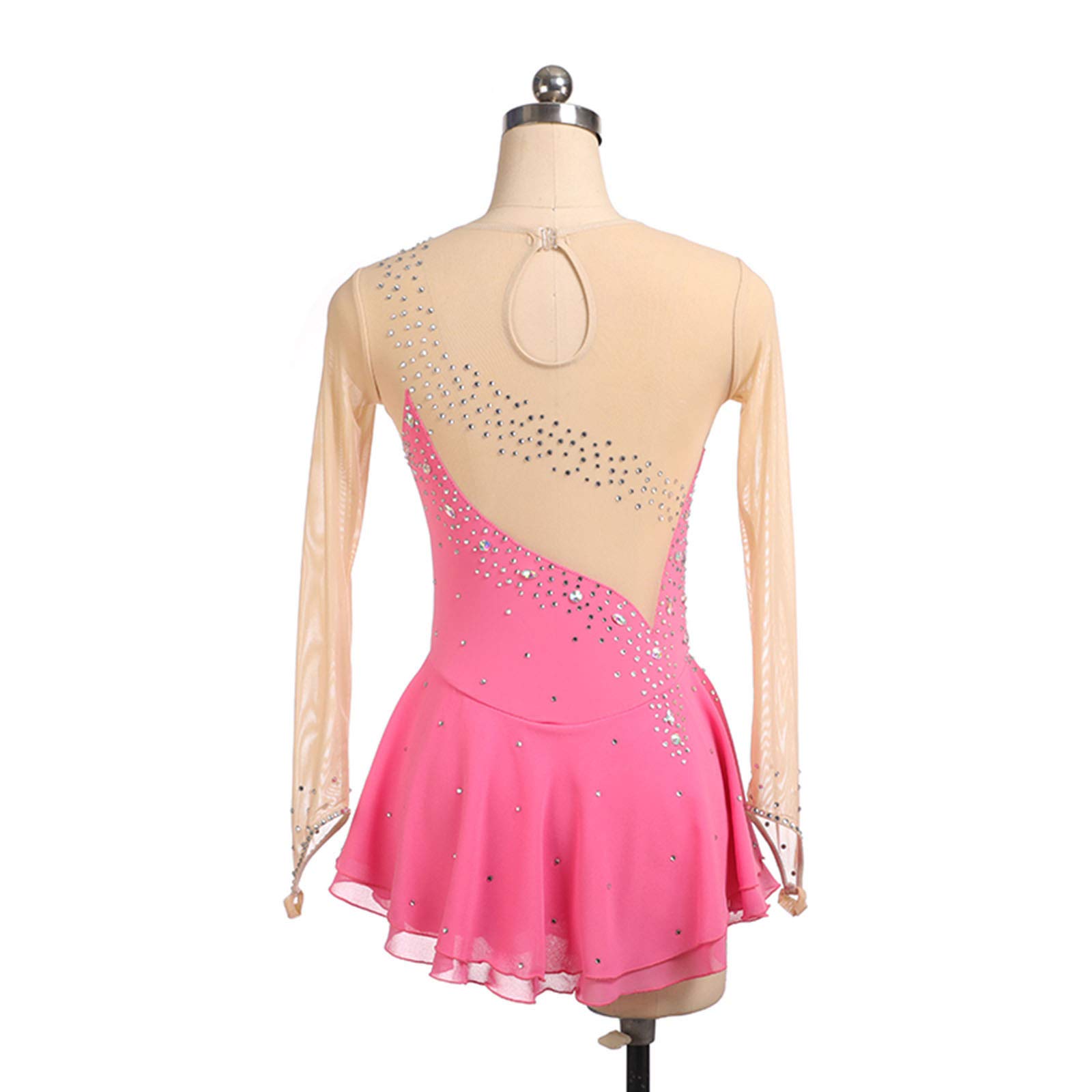 Eiskunstlauf Kleid Angepasst Wettbewerb Ice Skating Rock Für Mädchen Frauen Kinder Gymnastik Leistung,Pink-XS