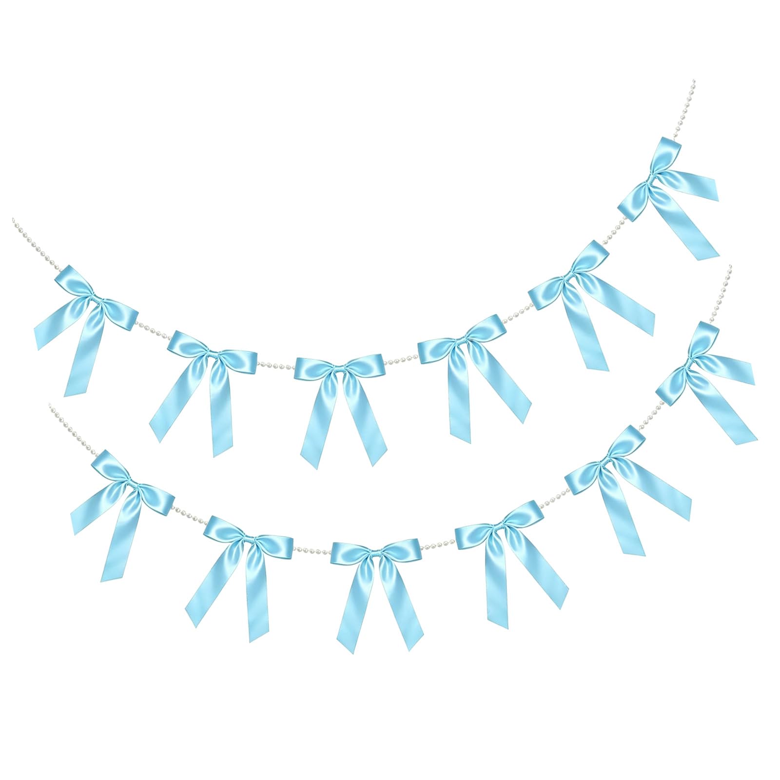 NMFLAB Of 2 Imitation Pearls Embellished Bows Ribbons Garlands Banners for Christmas and Home Decoration Stone Bend Wreath