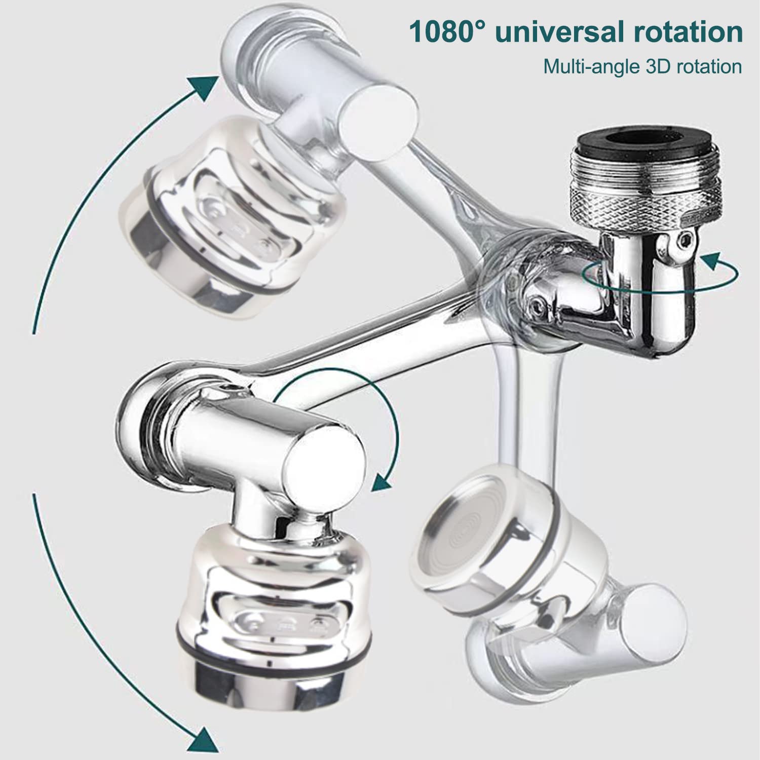 Frangigetto Multifunzione Girevole 1080° Per Rubinetto - 2 Modalità Acqua Con Filtro In Rame E Acciaio - Foto 2