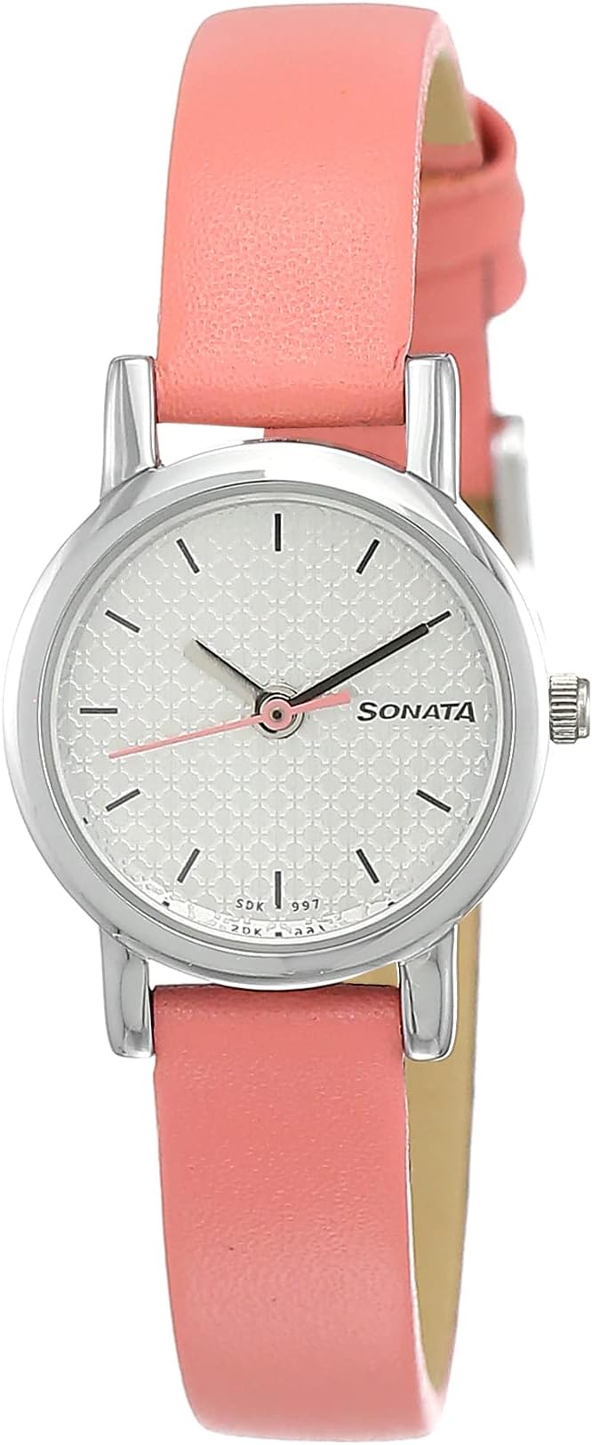 Sonata Splash White Dial Women Analog Watch with Leather Strap-NS8976SL15/NT8976SL15