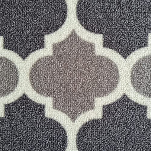Image of Matz&More Trellis Islamic Floor Mat | 40x60 CM | Two Toned Grey | Nylon Tufted Gel Baking Anti-Slip | Doormat for Home Entrance, Kitchen & Bedroom