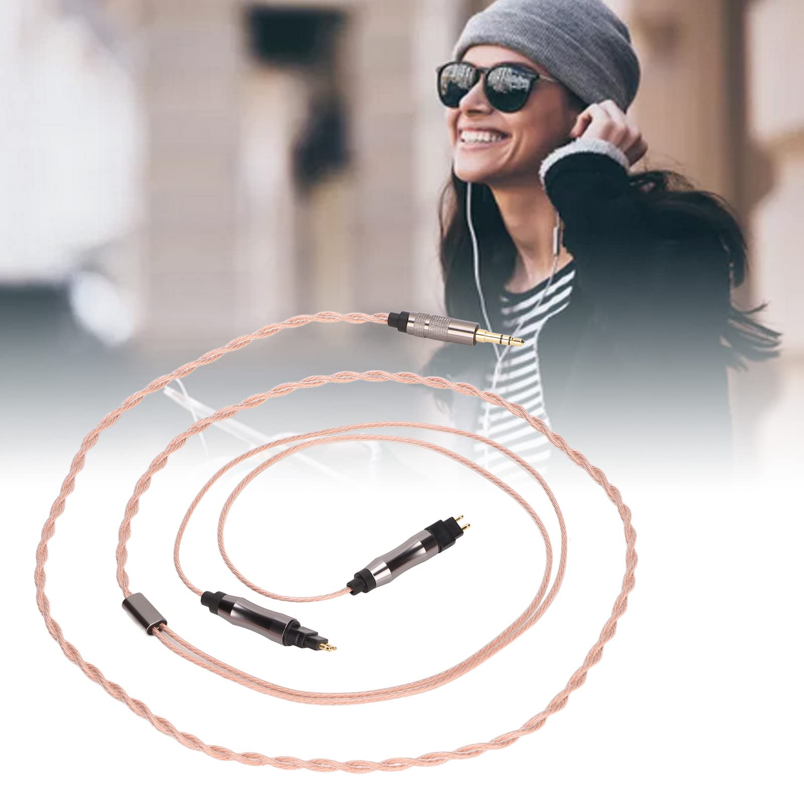 Zunate 36-adriges Versilbertes Kabel, Kopfhörer-Audiokabel mit 3,5-mm-Stereostecker, OFC-Kupfergeflechtdraht, für HD414 HD650 HD600 HD580 HD565