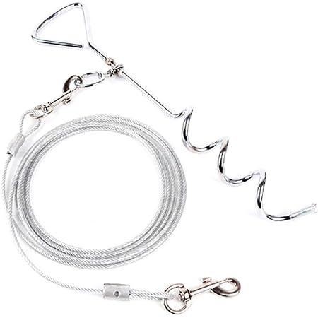 Amazon S Fields Inc ドッグポール ワイヤー リードセット 埋め込み 係留ステッキ グラウンドアンカー 犬 散歩 公園 シルバー S Fields Inc ケーブル 係留ステッキ 通販