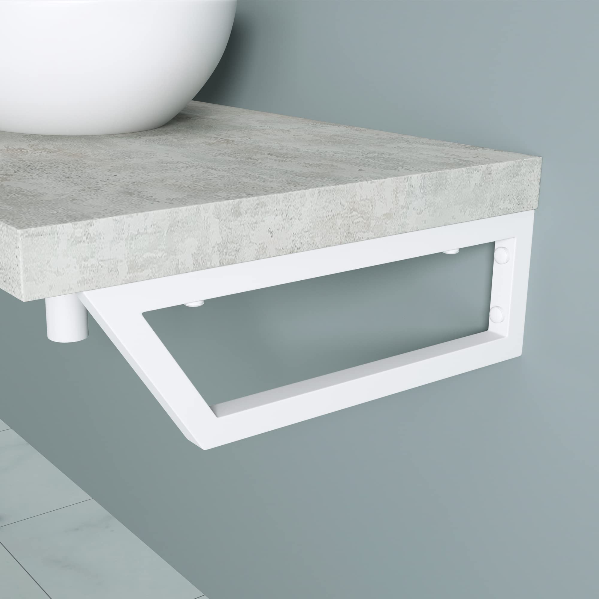 doporro Soporte de Pared para Encimera o Tocador en Acero Inoxidable Blanco 48×2,5×15 cm – También Funciona como Toallero, Set de 2, Modelo WH04