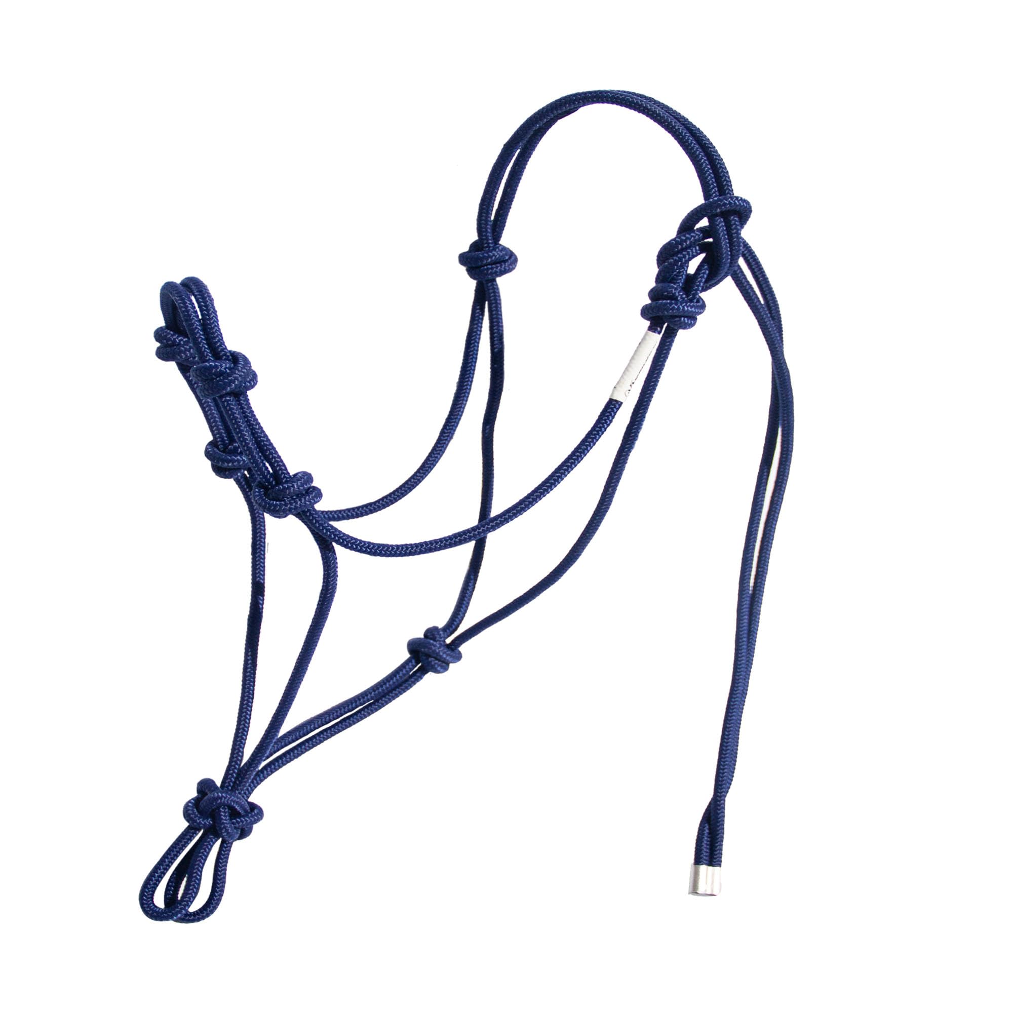 Cavezza in corda a 4 nodi per cavalli - Cavezza da allenamento senza morso in corda rigida da 1/4", leggera e regolabile (blu reale, Anno)
