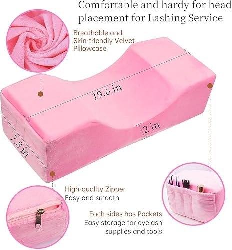 Vista 24 de Extensión de pestañas de terciopelo almohada de pestañas de salón de belleza Almohada de espuma viscoelástica para el cuello para extensiones